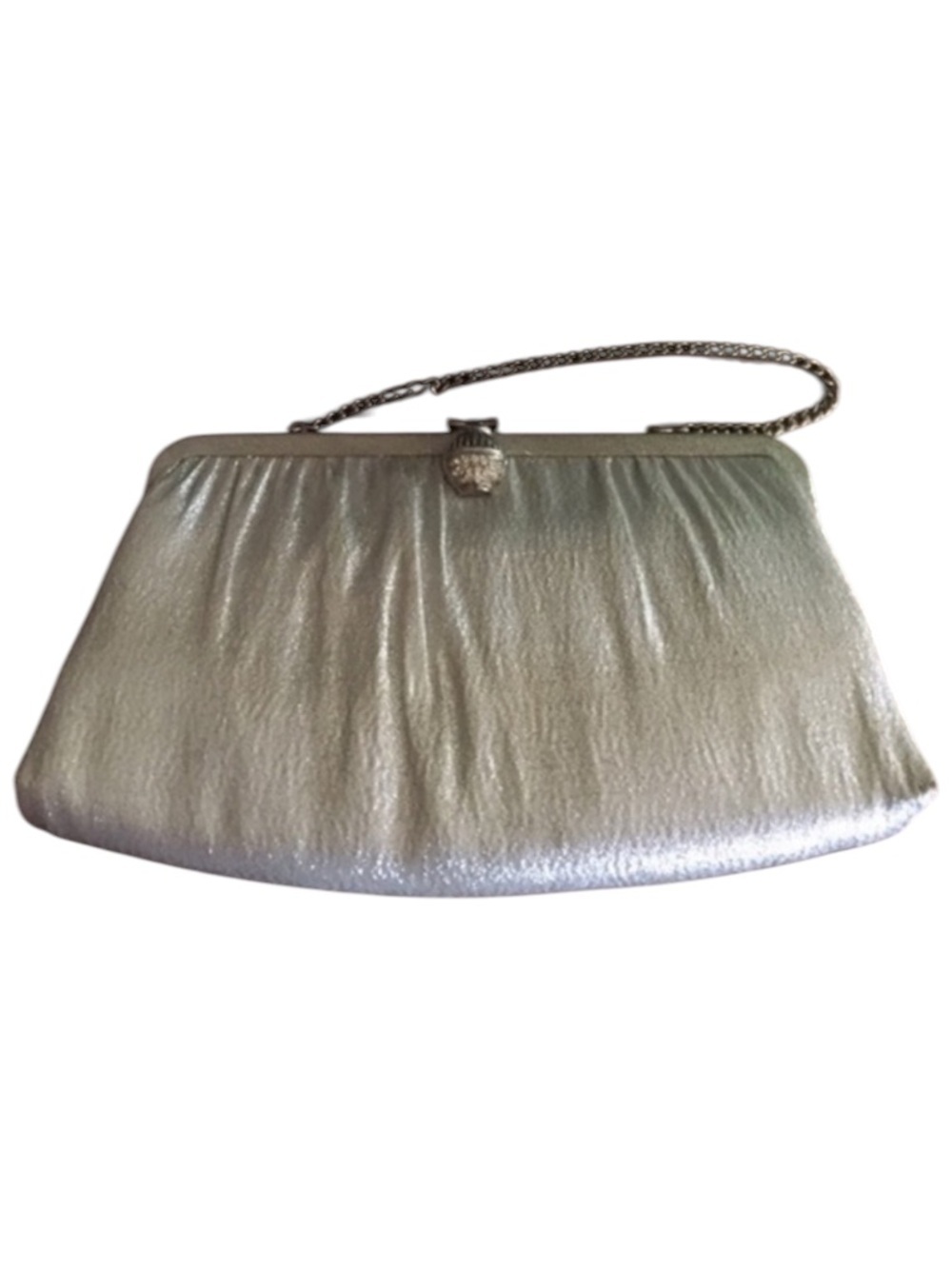 Vintage 60’s Silver-Lamé Handbag Clutch w Chain